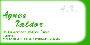 agnes kaldor business card