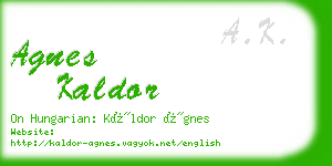 agnes kaldor business card